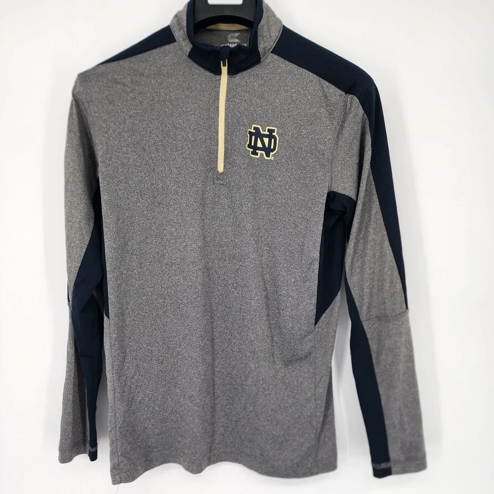 Notre Dame Fighting Irish 1/4 Zip Long Sleeve Shirt Men's Medium Gray Colosseum‎
